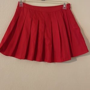 Red Faded Rose Pleated Skirt